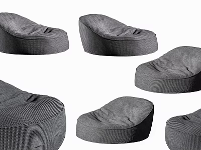 Gray Knitted Bean Bag Chair Multiple Styles For Living Room Comfort 3d model