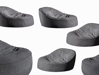 Modern Minimalist Lazy Sofa Cushion Stool Soft Sofa Outdoor Casual Lazy Sofa Grey Fabric Single Sofa 3d model