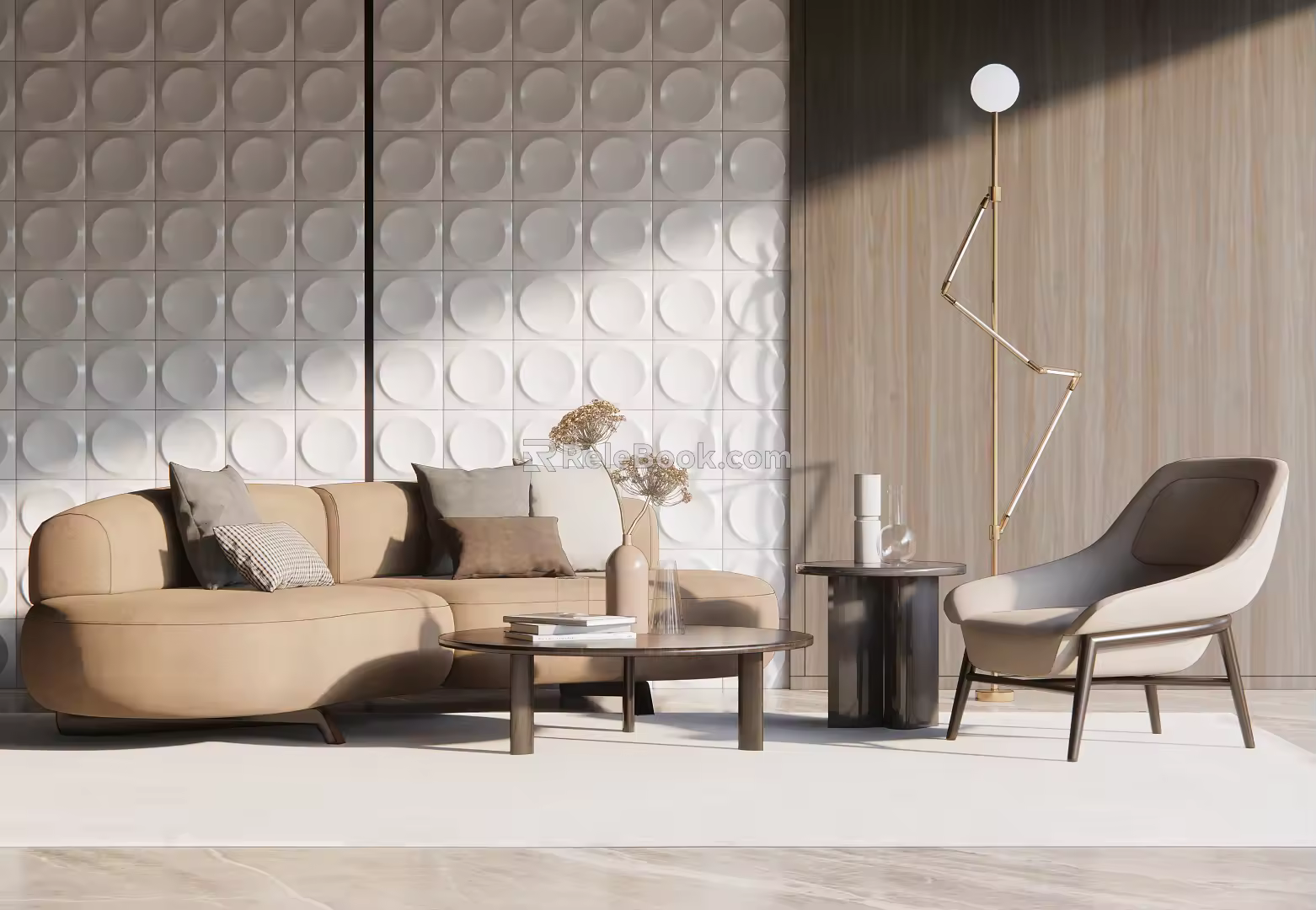 Modern sofa coffee table combination 3d model