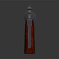 Classic Revolver With Red Wooden Grip And Polished Metal Barrel Cylinder