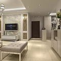 Modern Bright Living Room Interior With Elegant TV Wall Chandelier And Comfortable Soft Furnishings