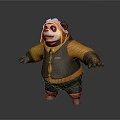 3D Animated Game Character Panda In Pilot Outfit With Goggles Orange Stripes Black Vest