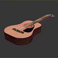 Acoustic Guitar With Wooden Body Six Strings And Natural Wood Finish