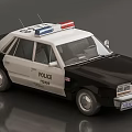 Black And White Police Car With Emergency Lights And POLICE Logo