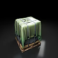 Securely Packed Crate Covered With Green Cloth On Wooden Pallet 3d model