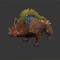 Mythical Boar Game Character With Floral Mane Mushroom Details And Vibrant Colors