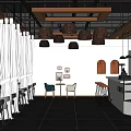 Modern Cafe Reception Cashier Table and Chair Combination Bar and Chair Combination 3d model
