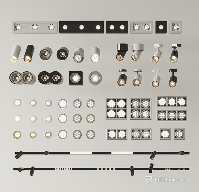 Downlights And Spotlights In Various Styles For Modern Interior Design 3d model 