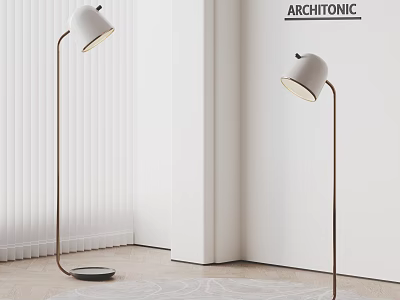 Modern Floor Lamps With White Shades In Minimalist Bright Interior 3d model