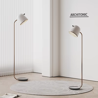 Modern Floor Lamps With White Shades In Minimalist Bright Interior 3d model