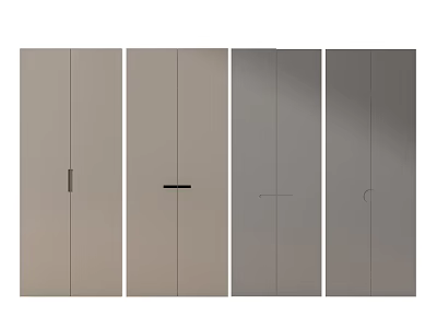 Modern Flush Doors with Sleek Design and Minimalist Handles in Neutral Tones 3d model