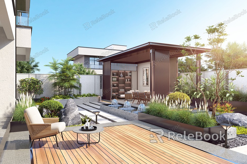 Modern courtyard courtyard landscape model