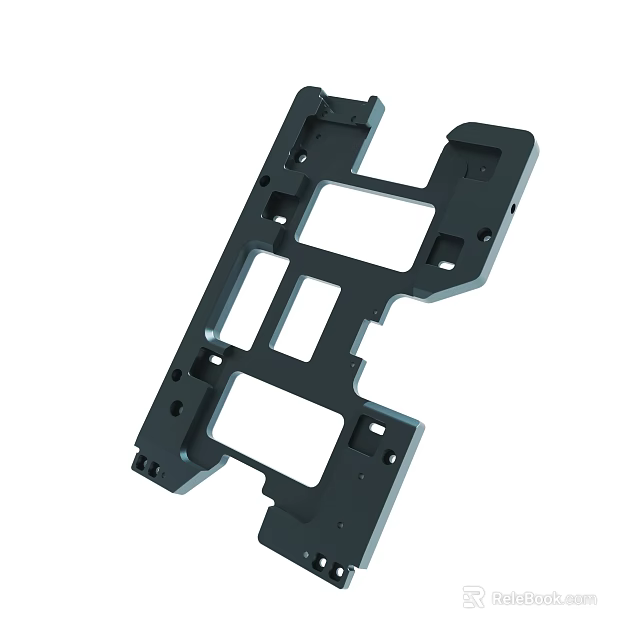 Black Metal Mechanical Frame With Multiple Holes And Rectangular Openings 3d model