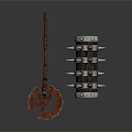 Rustic Metal Polearm With Circular Blade And Multi Layered Spiked Mace On Gray Background