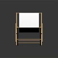 Modern Wooden Frame Lounge Chair With White Canvas Seat And Minimalist Design