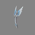 Fantasy Weapon With White Wings Blue Gemstones And Cross Shaped Decorative Details
