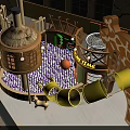 Indoor Kids Playground With Wooden Structure Purple Ball Pit Yellow Slides And Giraffe Design