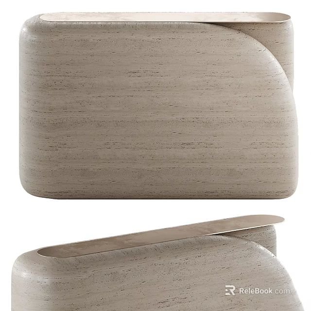 Modern Entryway Cabinet and Side Cabinet with Wooden Texture and Curved Design 3d model 