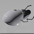 Futuristic Mechanical Insect 3D Model With White Body Black Legs And Yellow Light