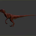 Red Velociraptor 3D Model With Sharp Claws In Standing Pose