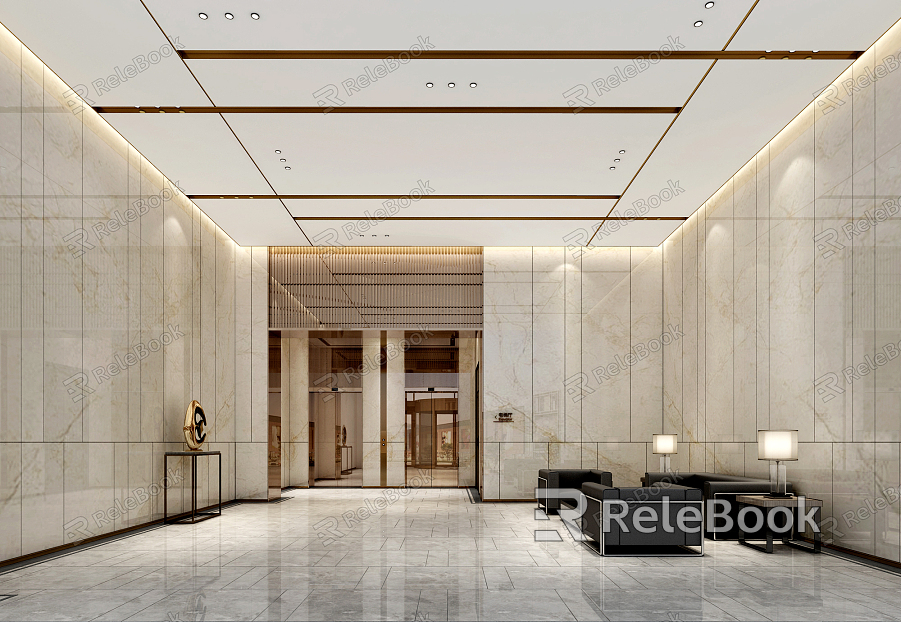 Light Luxury Hall Office Lobby model