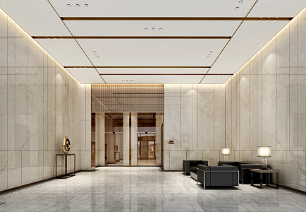 Light Luxury Hall Office Lobby 3d model