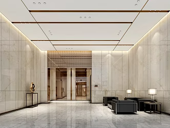 Light Luxury Hall Office Lobby 3d model