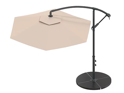 Outdoor Cantilever Umbrella With Beige Canopy Black Stand And Stable Base For Garden Patio 3d model