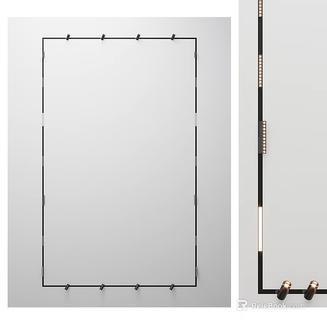 Sleek White Swing Door With Minimalist Design And Hardware 3d model 