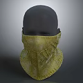 Yellow Textured Face Mask Design Featuring Detailed Pattern On Black Head Model 3d model