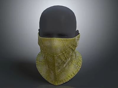 Yellow Textured Face Mask Design Featuring Detailed Pattern On Black Head Model 3d model