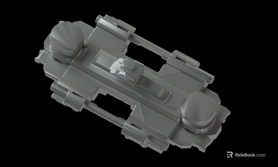 Gray Industrial Mechanical Part With Structural Features And Components 3d model 