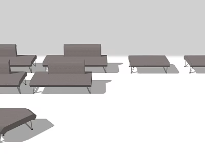 Modern Modular Sofa Set With Multiple Seating Units And Coffee Tables 3d model