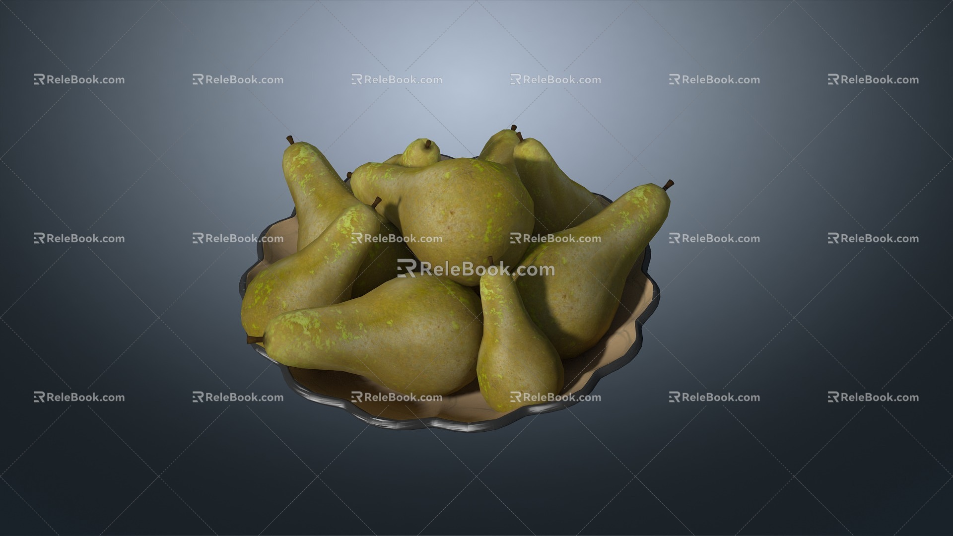 Plow Pear Yali Pear Fruit Plate 3d model