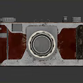 Vintage Electronic Camera Device With Retro Leather Cover And Classic Metal Body