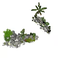 Natural Rockery Stones Arrangement with Palm Tree Bamboo and Green Plants
