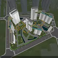 Modern High Rise Residential Buildings with Central Green Space and Open Landscaping