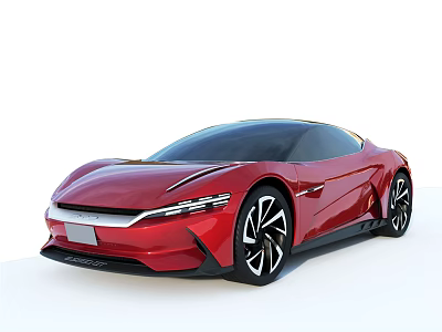 Red Futuristic Sports Car With Sleek Aerodynamic Body And Modern Headlight Design 3d model