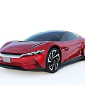 Red Futuristic Sports Car With Sleek Aerodynamic Body And Modern Headlight Design