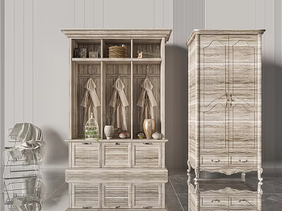 Modern Wooden Wardrobe Design With Open Shelves Drawers And Cabinet Doors 3d model