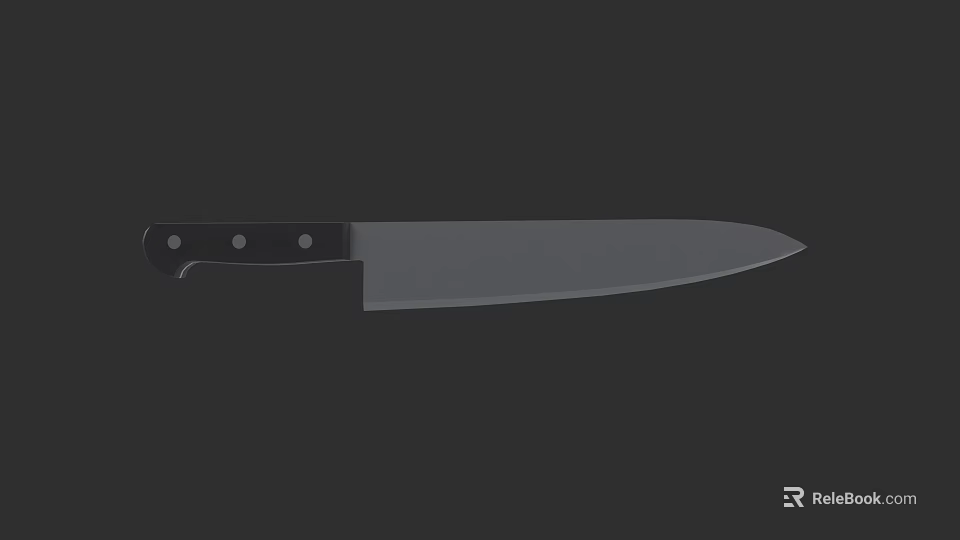 High Quality Kitchen Knife With Black Handle And Sharp Silver Blade 3d model