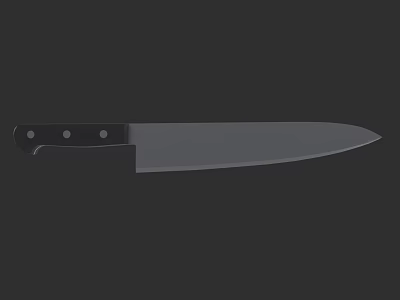High Quality Kitchen Knife With Black Handle And Sharp Silver Blade 3d model