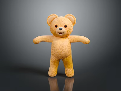Cute Brown Stuffed Bear Plush Toy With Open Arms And Soft Texture 3d model