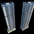 Modern High Rise Twin Residential Buildings With Glass Curtain Walls And Balconies