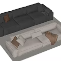 Modern double sofa multiplayer sofa corner sofa 3d model