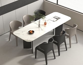 Dining table and chair combination dining chair dining table 3d model