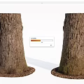 Two Natural Stone Wood Tree Trunks With Rough Bark And Base