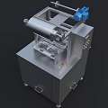 Stainless Steel Industrial Equipment With Roller Component Blue Motor Control Panel And Wheels 3d model