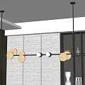 Modern Linear Pendant Light Featuring Circular Globes In Contemporary Interior Design 3d model