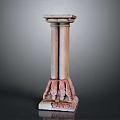 Intricate Stone Sculpture Pedestal With Two Columns And Carved Base